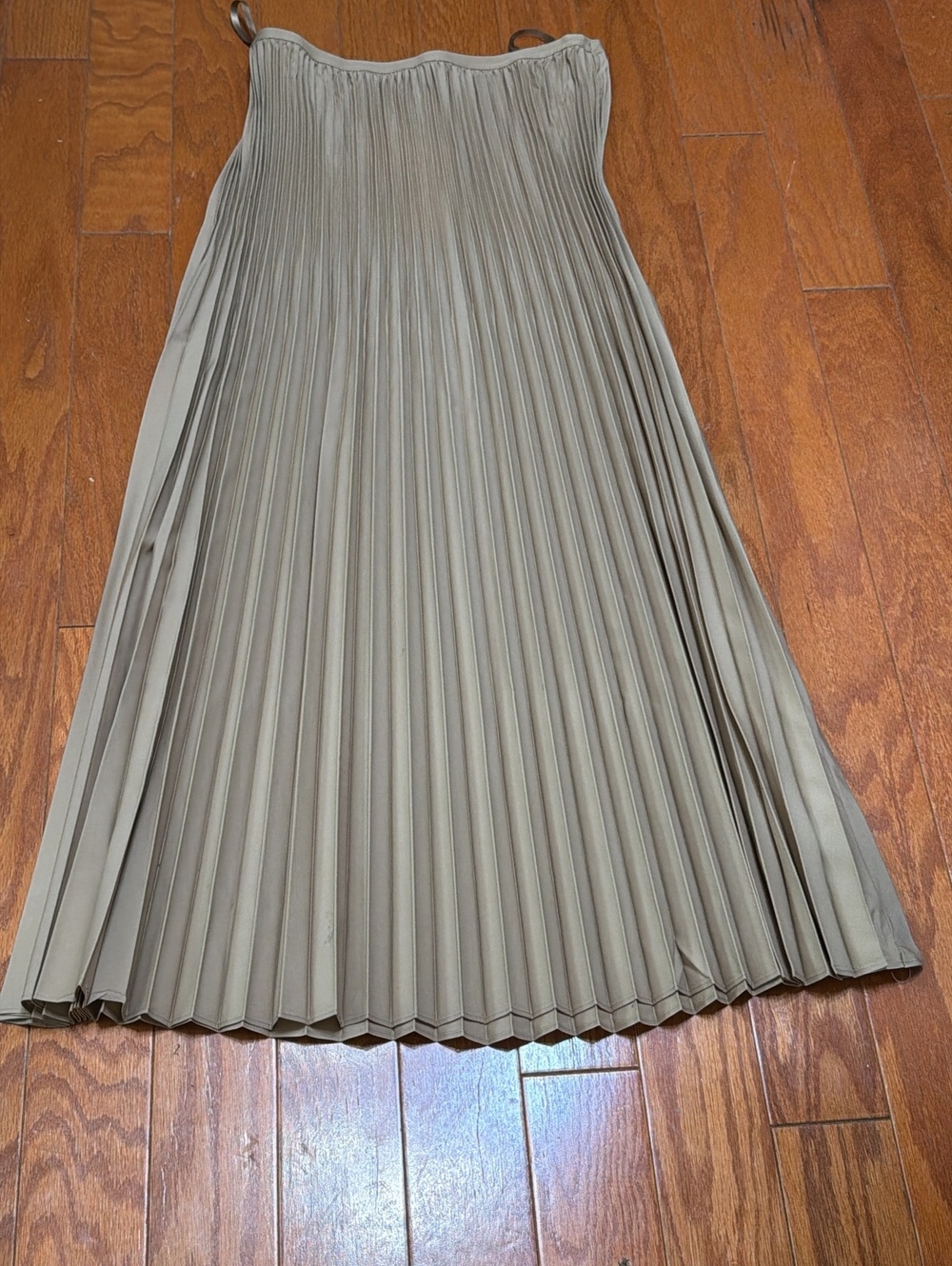 Eileen Fisher NWT M Biscuit Wool Silk Pleated Full Length Maxi Skirt MSRP $328 - Picture 1 of 6